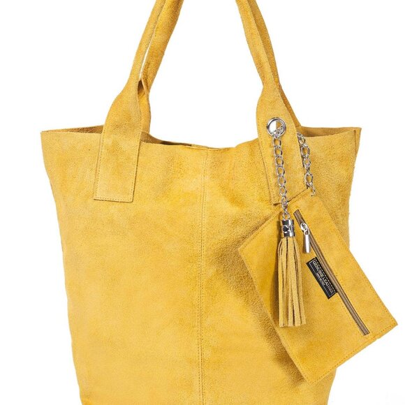 Genuine Leather Suede Tote Bag - Picture 1 of 2